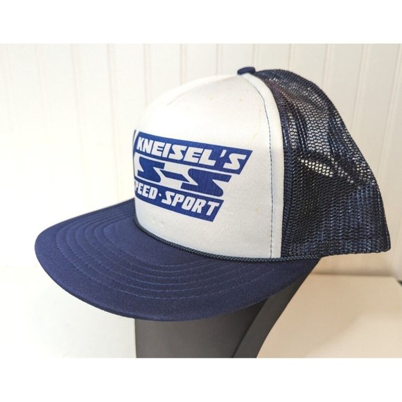 Kneisel's Speed Sport Race Track  Trucker 1980's Collector Snap Mesh Hat Blue - Picture 2 of 7